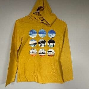 Old Navy yellow / gold,  Beach Photos, long sleeve hoodie tee L (10-12)